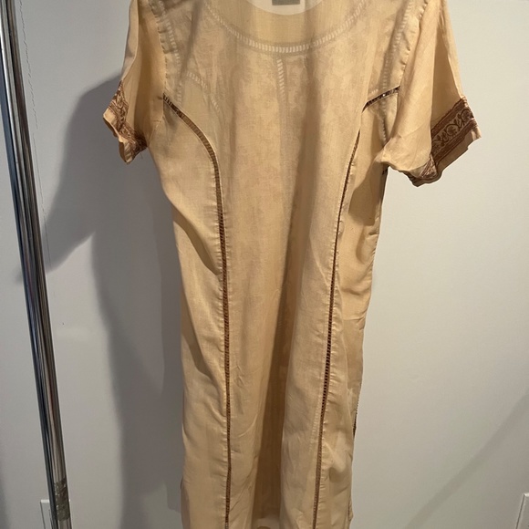 Women’s Indian 2 Piece Cream Cotton Top & Pants w Matching - Picture 7 of 11